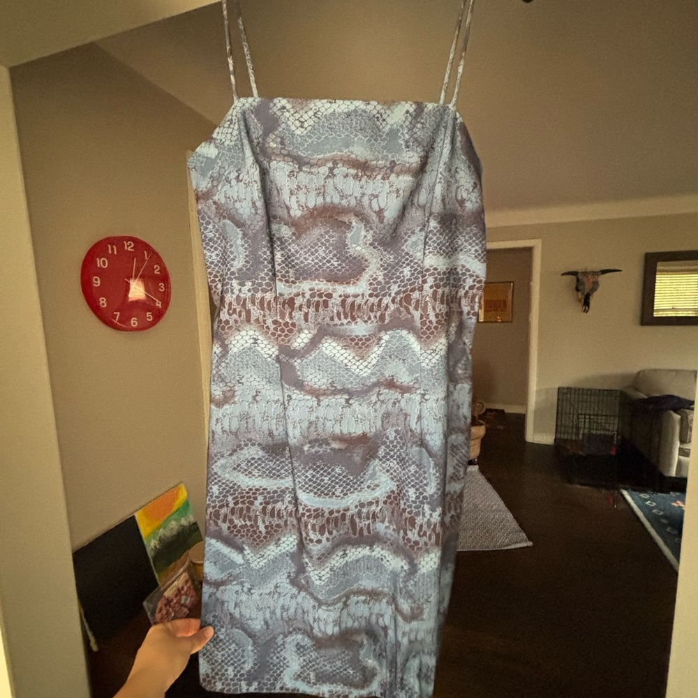 Rampage Mini Dress in Blue and Brown Snakeskin